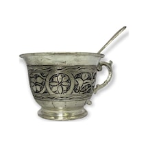 El İşlemeli Bakır Ayran Tası Gümüş