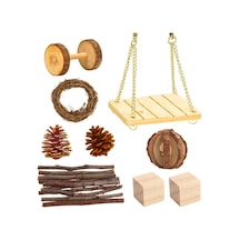 Dianziye Küçük Evcil Hayvanlar İçin Ahşap Diş Tırpanı Ve Oyun Seti - 9 Parça: Hamster, Tavşan, Gine Pig İçin Egzersiz Ve Stres Azaltıcı Oyuncaklar