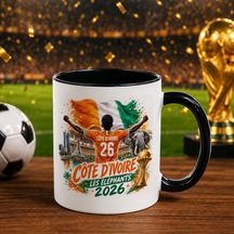 Bk Gift Ekvator Taraftar Temalı 2026 Dünya Kupası Tasarımlı Siyah Kupa Bardak Beyaz