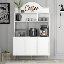 Lyon Kahve Köşesi 120cm - Beyaz / Altın