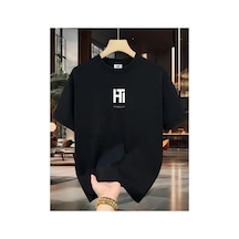 Medinenur Ht Yazı Detaylı Basic T-shirt Siyah