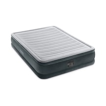 INTEX Full Comfort-Plush Mid-Rise Şişme Yatak-Açık Gri -Küçük çift kişilik-Elektrikli Pompa Dahil Açık Gri