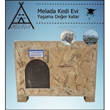 Melada Kedi Evi Dış Ortam Uygun Ahşap Kedi Evi Osb 61x41x36 Cm