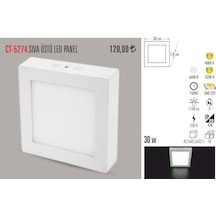 Cata Ct-5274 30 Watt 28x28 Sıva Üstü Led Metal Beyaz Işık N11.276