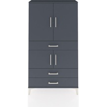 Arges Dolap 3 Raflı 3 Çekmeceli 4 Kapaklı 88x30x163 Antrasit-antrasit Antrasit