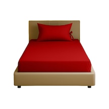 %100 Pamuk 120x200 Cm +37 Cm Yüksekliğe Uygun Tek Kişilik Lastikli Çarşaf Seti Kırmızı