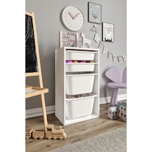 %100 Mdf - Small Mono 4 Sepetli Oyuncak Dolabı Beyaz