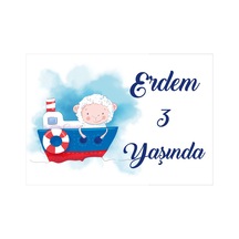 Gemi Temalı Doğum Günü Afişi 35x50 Cm