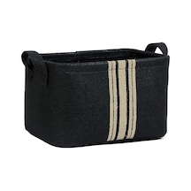 Ocean Home Textile Siyah Renk Çizgili Jüt Sepet 30 X 21 X 18 Cm Sku: Smg8690010213136 Açık Ahşap
