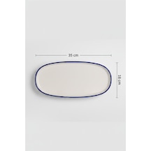 Toledo Oval Kayık Tabak 35x18cm Rim Lacivert Rinart Krem