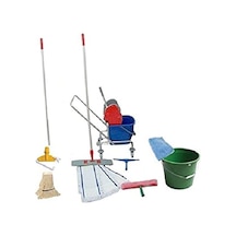 Safell Tek Kovalı Krom Temizlik Arabası - Paspas Arabası Full Set 25 L