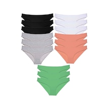 15 Adet Süper Eko Set Likralı Kadın Slip Külot Siyah Gri Beyaz Pudra Yeşil Çok Renkli