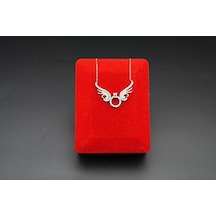 Rose Kaplama Kanatlı Tek Taş Kadın Kolye Sk00056