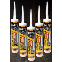 5 Adet Hatfix Silikonize Beyaz Mastik 450gr Hf-450