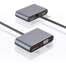 4in1 Type-c To 4k Ultra Hd Hdmı/ Vga/ Pd Şarj/ Usb3.0 Macbook Uyumlu Çoklayıcı Adaptör