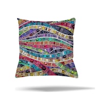 Çiçek Mozaik Kilim Etnik Desen Gizli Fermuarlı Yastık Kılıfı Kırlent Kılıfı Koltuk Yastık Kılıfı Karış Çok Renkli