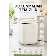 Akıllı Sensörlü 20 Litre Çöp Kovası Sessiz Kapaklı Modern Hijyenik Ev Tipi Çöp Kutusu Beyaz