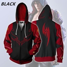 3d Moda Oyunu Tekken Baskılı Cosplay Kostüm Günlük Spor Ceketler Hoodie Tişörtü Siyah