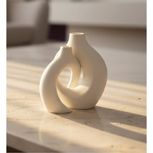 16cm & 13cm Premium Sarmaşık Vazo El İşçiliği İkili Dekoratif Sarmal Vazo