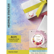 Kırmızı Gül Düğün Etiket Modeli Ürünlerinize Öze 4cm - 110 Adet Folyo Sticker Renkli