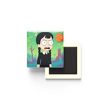 Wednesday Addams - 9x9 Cm Baskılı Kare Buzdolap Magneti