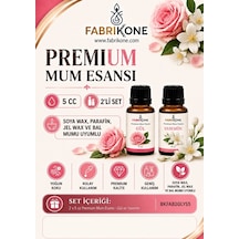 Premium Mum Esansı 5 Cc 2'li Set - Gül, Yasemin - Soya Wax, Parafin, Jel Wax Ve Bal Mumu Uyumlu Bkfab2glys5 Karışık