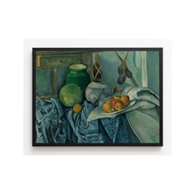Klasik Sanat Cezanne Zencefil Kavanozu Ve Patlıcanlar Çerçevesiz Poster 21x30 Cm A4 Tablo Yağlı Boya