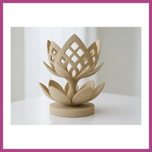 Gees Global 3d Baskı Lotus Çiçeği Mumluk - Dekoratif Tealight Mumluk-bej Gbzs