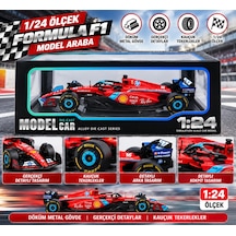 1:24 Formula F1 Kırmızı Metal Model Araba Detaylı Yarış Aracı