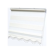 Boncuklu Krem Rengi Pliseli Zebra Stor Perde Krem - 97251638 Krem