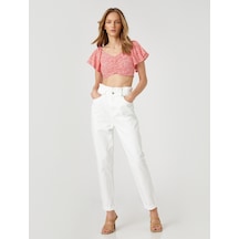 Koton Çiçekli Crop Bluz Büzgü Detaylı Kolları Volanlı Turuncu Desenli 2sak60266pw Turuncu