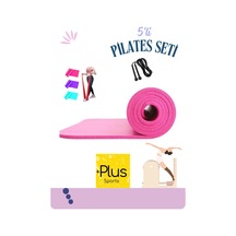 5 Li Pilates Seti Pilates 7 Mm Yoga Minderi 3 Adet Pilates Bandı Direnç Lastiği Ve Atlama İpi Pembe Pembe