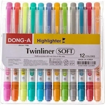 Kirtasiyejet-Dong-A Twinliner Soft Fosforlu Kalem Çift Taraflı 12'li