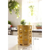 Bambu 13 Cm Tezgah Üstü Dekoratif Silindir Dik Kaşıklık Mutfak Düzenleyici Vivatti Kahverengi 10.6 X 14 Diğer
