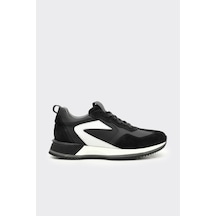 Derinet Hakiki Deri Comfort Erkek Sneaker Siyah Süet Siyah Süet