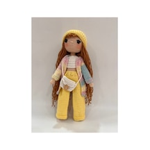 El Yapımı Amigurumi Örgü Bebek 28 Cm Renkli Hırkalı Uzun Saçlı Tığ İşi Oyuncak Bebek Hediyelik Sarı