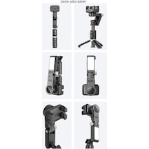 Q18 Siyah Gimball Led Işıklı Kumandalı Çok Amaçlı Tripod Selfie Çubuğu