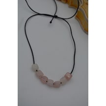 Stoneage Jewellery Pembe Kuvars Taşlı Metalsiz  Kolye Turkuaz