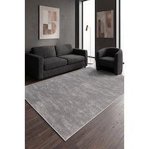 Nova Gri Nva01g Yıkanabilir Kaymaz Taban Yumuşak Dokulu Peluş Kesme Halı Mutfak Koridor Salon Halısı