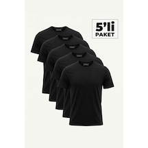 Tonny Black 5'li Paket %100 Pamuk Siyah T-shirt Erkek Siyah T-shirt Tbtshrt120