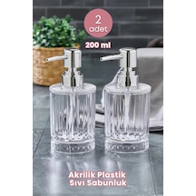 Grimorlife 2 Adet Akrilik Kristal Sıvı Sabunluk Mutfak Banyo Sabunluk Seti- 200 Ml Cam Değildir Şeffaf