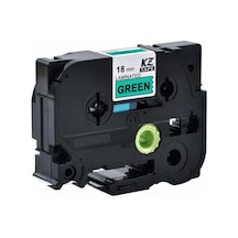 Brother Tze-741 18 mm X 8mt Yeşil üzerine Siyah Laminasyonlu Etik