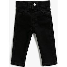 Koton Dar Paça Kot Pantolon Yüksek Belli Cepli Düğmeli Siyah 3wmb40009td 3WMB40009TD999 Siyah