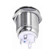 Springsun 12mm 3v Mavi Led Halka Işıklı, Ip65 Su Geçirmez, Bakır Kaplama Nikel Momentary Otomatik Sıfırlama Basma Anahtarı 4pin