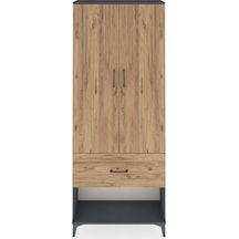 Arges Dolap 3 Raflı Tek Çekmeceli 2 Kapaklı 88x30x221 Antrasi... Antrasit