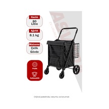 Asvera 80 Litre Katlanabilir Pazar Arabası Büyük Boy Alışveriş Arabası