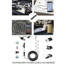 10metre 3-ın-1 Endoskop Kamera, Usb Ve Android, Type-c Bağlantılı, 6 Led Işıklı, Sert Kablo,su Geçirmez,yılan Kamera, Borescope