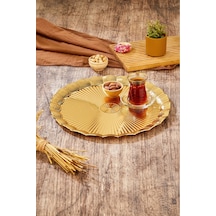 Cooker 35 Cm Metal Yuvarlak Gold Sunum Tepsisi Ckr3904 Diğer