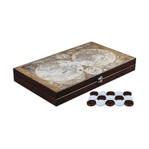 Antik Dünya Haritası Deri Tavla - Ancient World Map Backgammon