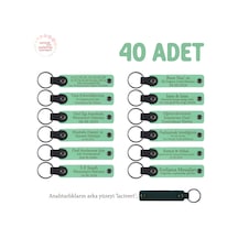 Açık Yeşil, Bebek Mevlidi Hatırası İçin İsim Yazılı Anahtarlık 40 Lı Set, Hediyelik Armağan Çok Renkli